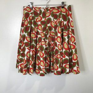 Folio Saks Fifth Avenue Pleated Skirt Size 10P Petite Retro Mod Orange Green